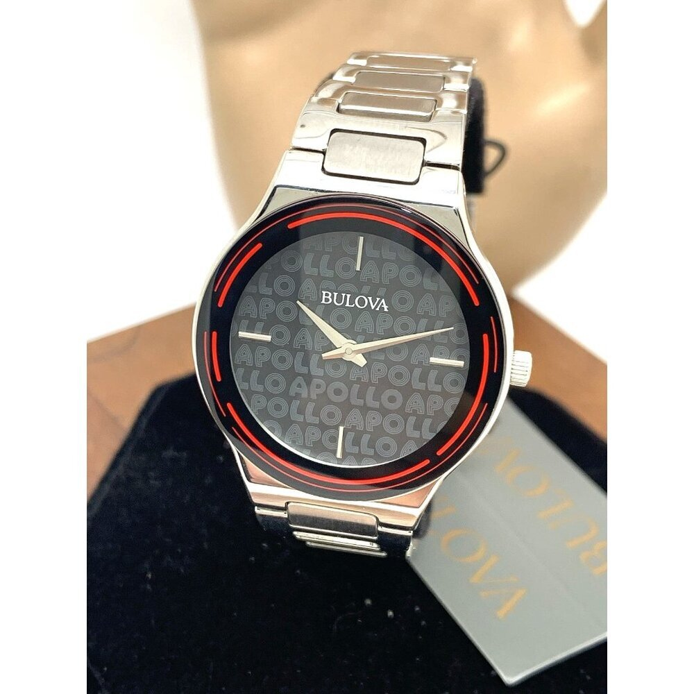 Bulova Women's Watch 96L309 Apollo Theater Quartz Black Dial Silver Steel 32mm